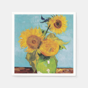 Serviette En Papier Vincent Van Gogh - Trois tournesols dans un vase