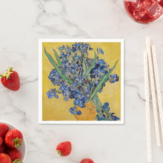 Serviette En Papier Vincent van Gogh - Vase avec Irises (En situation)