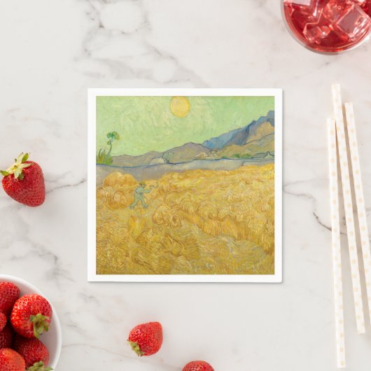 Serviette En Papier Vincent van Gogh - Wheatfield avec une Faucheuse (En situation)