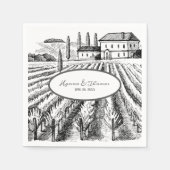 Serviette En Papier Vineyard Winery Rustic Sketch Mariage (Devant)