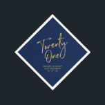 Serviette En Papier Vingt et un | Modern Navy Blue 21st Birthday Party<br><div class="desc">Cette serviette en papier personnalisée ajoutera des détails élégants à votre célébration du 21e anniversaire. Ce design est composé d'une simple écriture en or chic "Twenty One" avec du texte personnalisé sur un arrière - plan bleu marine. Des invitations et des fournitures de fête correspondants sont disponibles dans ma boutique...</div>