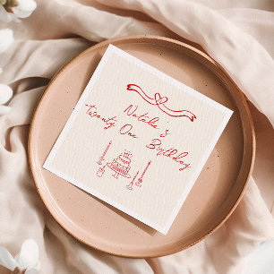 Serviette En Papier Vingt-et-une main écrit Cake Bow Anniversaire