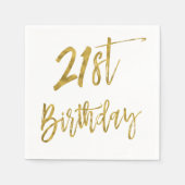 Serviette En Papier Vingt-première huile d'or serviettes d'anniversair (Devant)