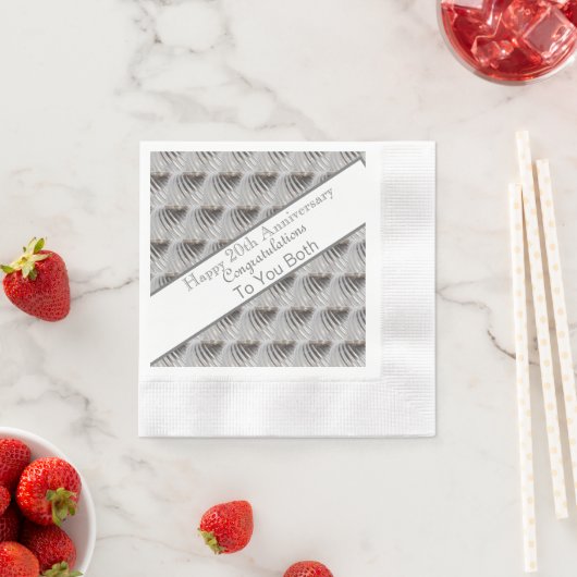 Serviette En Papier Vingtième anniversaire Mariage Platine (En situation)