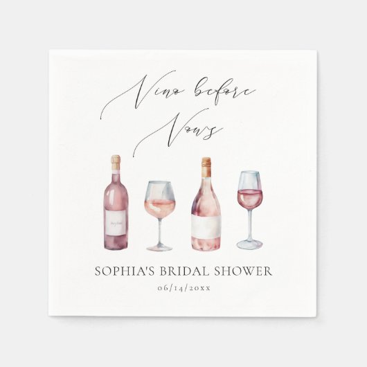 Serviette En Papier Vino aquarelle avant Vows Fête des mariées (Devant)