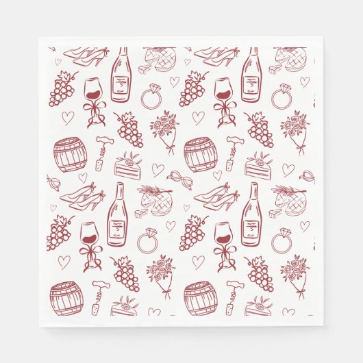 Serviette En Papier Vino Before Vows Burgundy Bridal Shower (Devant)
