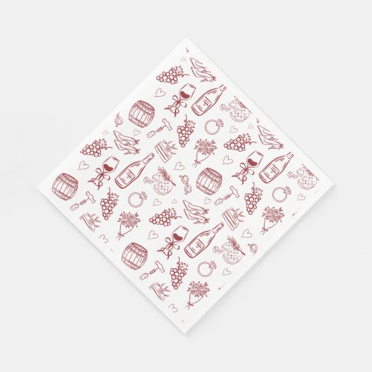 Serviette En Papier Vino Before Vows Burgundy Bridal Shower (Coin)