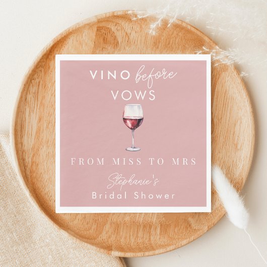 Serviette En Papier Vino Before Vows Réception de Mariage Rose Personn