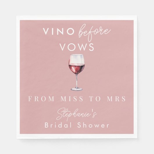 Serviette En Papier Vino Before Vows Réception de Mariage Rose Personn (Devant)