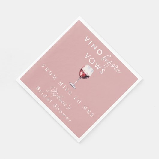 Serviette En Papier Vino Before Vows Réception de Mariage Rose Personn (Coin)