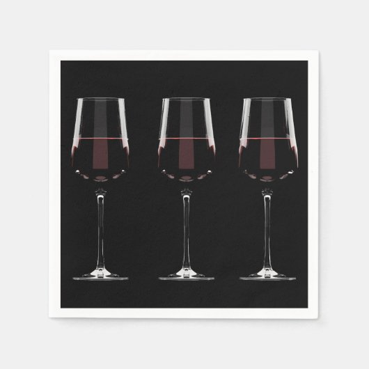 Serviette En Papier Vins avec vin rouge sur noir (Devant)