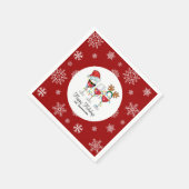 Serviette En Papier Vins de Noël Festive Rouge Lunettes Illustrations (Coin)