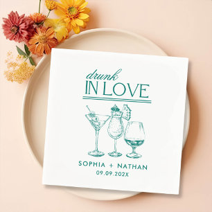 Serviette En Papier Vins Drunin In Love Lunettes de vin personnalisées