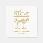 Serviette En Papier Vins Drunin In Love Lunettes de vin personnalisées (Devant)