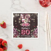 Serviette En Papier Vins et ballons 80e anniversaire Personnalisé (En situation)