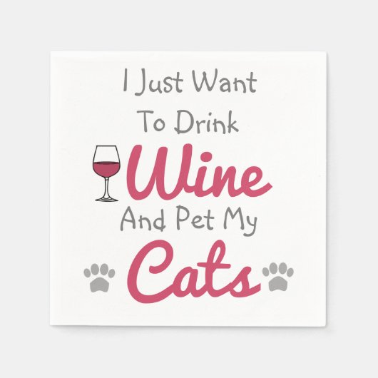 Serviette En Papier Vins et chats (Devant)