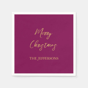 Serviette En Papier Vins et couleurs or Joyeux Noël