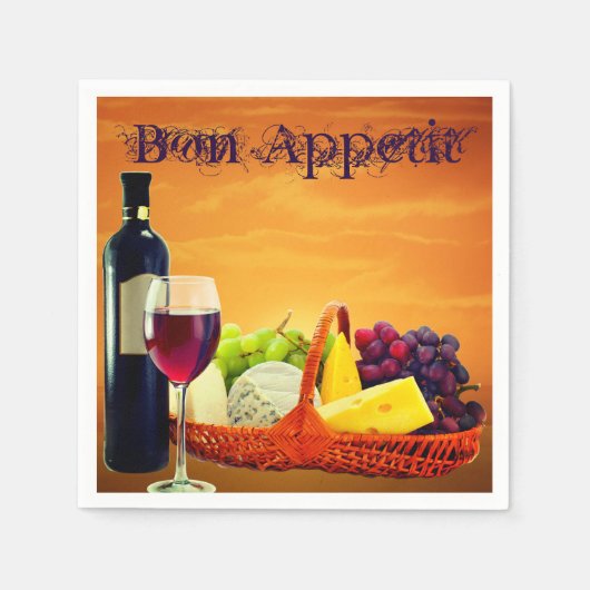 Serviette En Papier Vins et fromages (Devant)