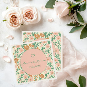 Serviette En Papier Vins fleurs sauvages Rose Vert Élégant Mariage Per
