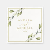 Serviette En Papier Vins mariage verdure or Feuille (Devant)