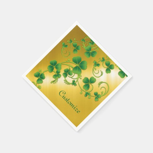 Serviette En Papier Vins shamrocks Vertes et Gold Napkins (Coin)