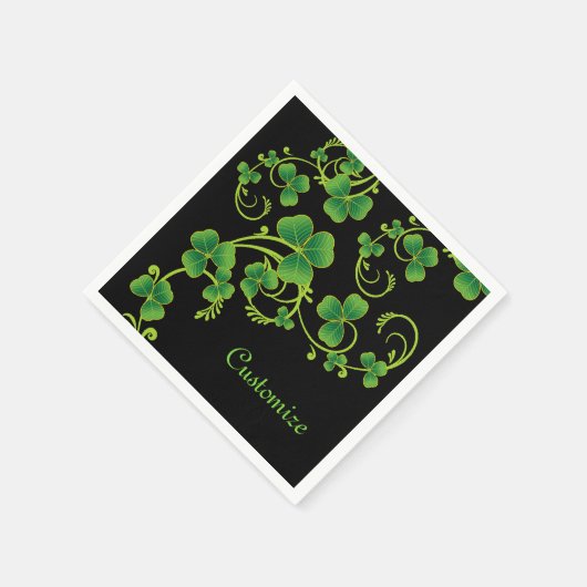 Serviette En Papier Vins shamrocks Vertes et noirs (Coin)