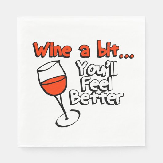 Serviette En Papier Vins un peu tu te sentiras mieux (Devant)