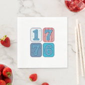 Serviette En Papier Vintage 1776 Patchwork Patriotique (En situation)