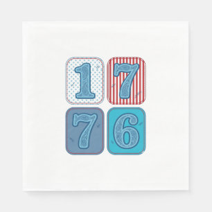 Serviette En Papier Vintage 1776 Patchwork Patriotique