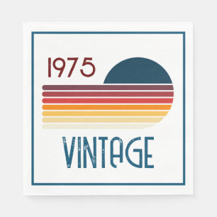 Serviette En Papier Vintage 1975 Retro Stripe Sun 50e anniversaire