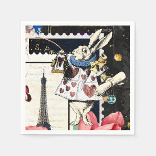 Serviette En Papier Vintage Alice au pays des merveilles Lapin blanc