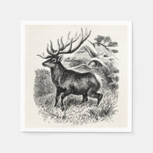 Serviette En Papier Vintage American Elk Vieux illustrations personnal