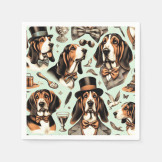 Serviette En Papier Vintage Basset Hound sans joint