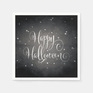 Serviette En Papier Vintage Black + White Stars Gothique Happy Hallowe
