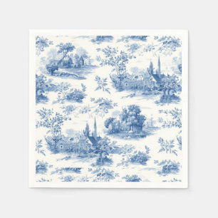 Serviette En Papier Vintage bleu motif floral toile de Jouy française