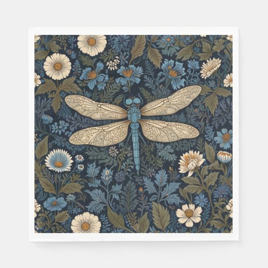 Serviette En Papier Vintage blue Dragonfly (Devant)