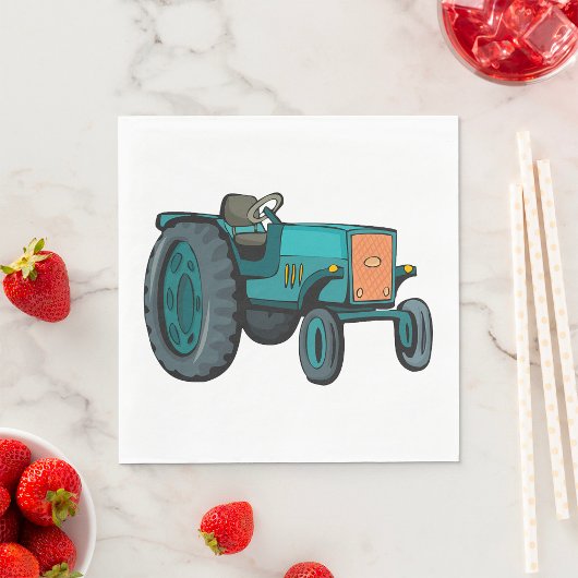 Serviette En Papier Vintage Blue Tracteur