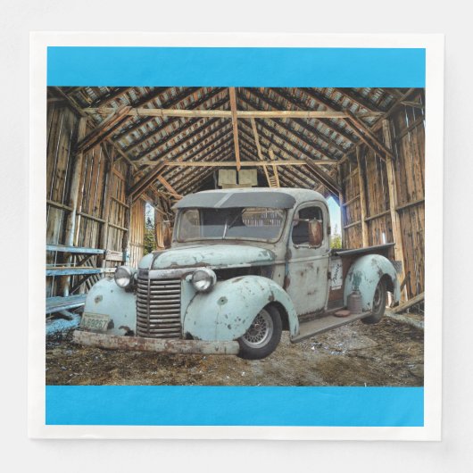 Serviette En Papier Vintage Blue Truck Rustic Grange (Devant)