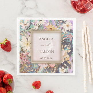 Serviette En Papier Vintage Boho Floral Mariage