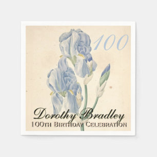 Serviette En Papier Vintage Botanical Irises 100e Anniversaire PN