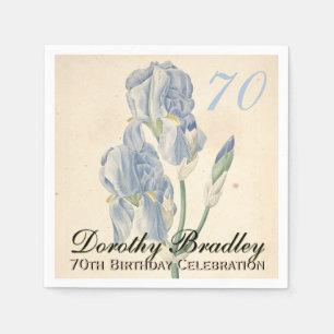Serviette En Papier Vintage Botanical Irises 70e anniversaire de fête 