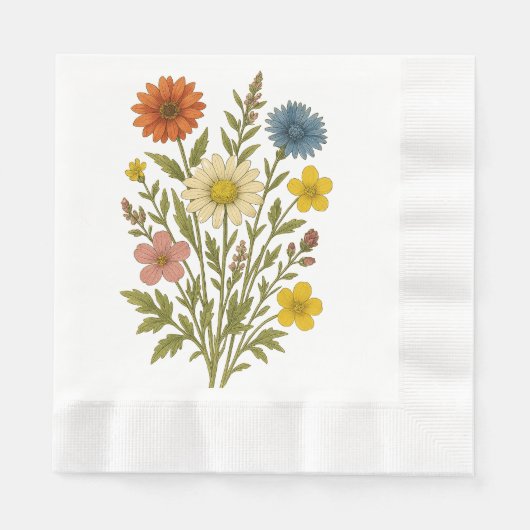 Serviette En Papier Vintage Botanical Wildflower napkins (Devant)