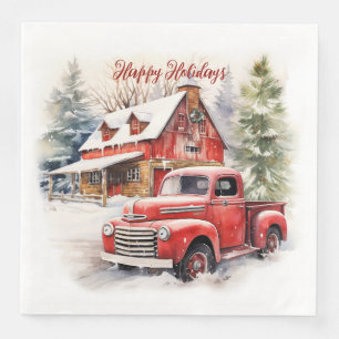 Serviette En Papier Vintage Camion de la ferme rouge Grange rouge