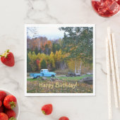 Serviette En Papier Vintage Camion Joyeux anniversaire (En situation)