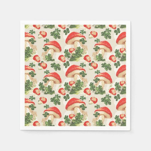 Serviette En Papier Vintage Champhroom Lucky Clover Motif (Devant)