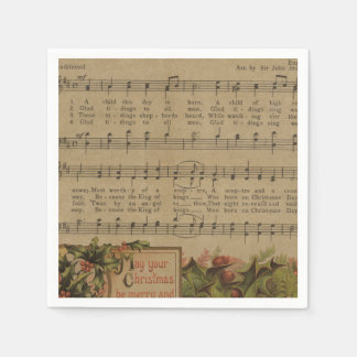 Serviette En Papier Vintage Christmas Music Sheet
