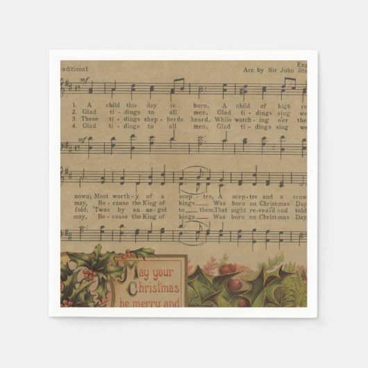 Serviette En Papier Vintage Christmas Music Sheet (Devant)