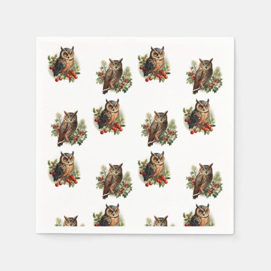 Serviette En Papier Vintage Christmas Owl (Devant)