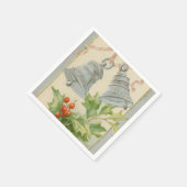 Serviette En Papier Vintage Christmas Silver Bells & Holly (Coin)