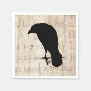 Serviette En Papier Vintage Corbeau Silhouette Rétro Goth Ravens Oisea